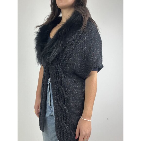 Olsen Europe Fur Trim Cardigan Sweater - Picture 3 of 16